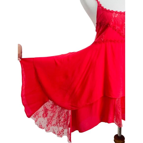VERY RARE Free People Rose Layered Lace Trim Mini Slip Dress | Boho Balletcore S - Picture 15 of 16
